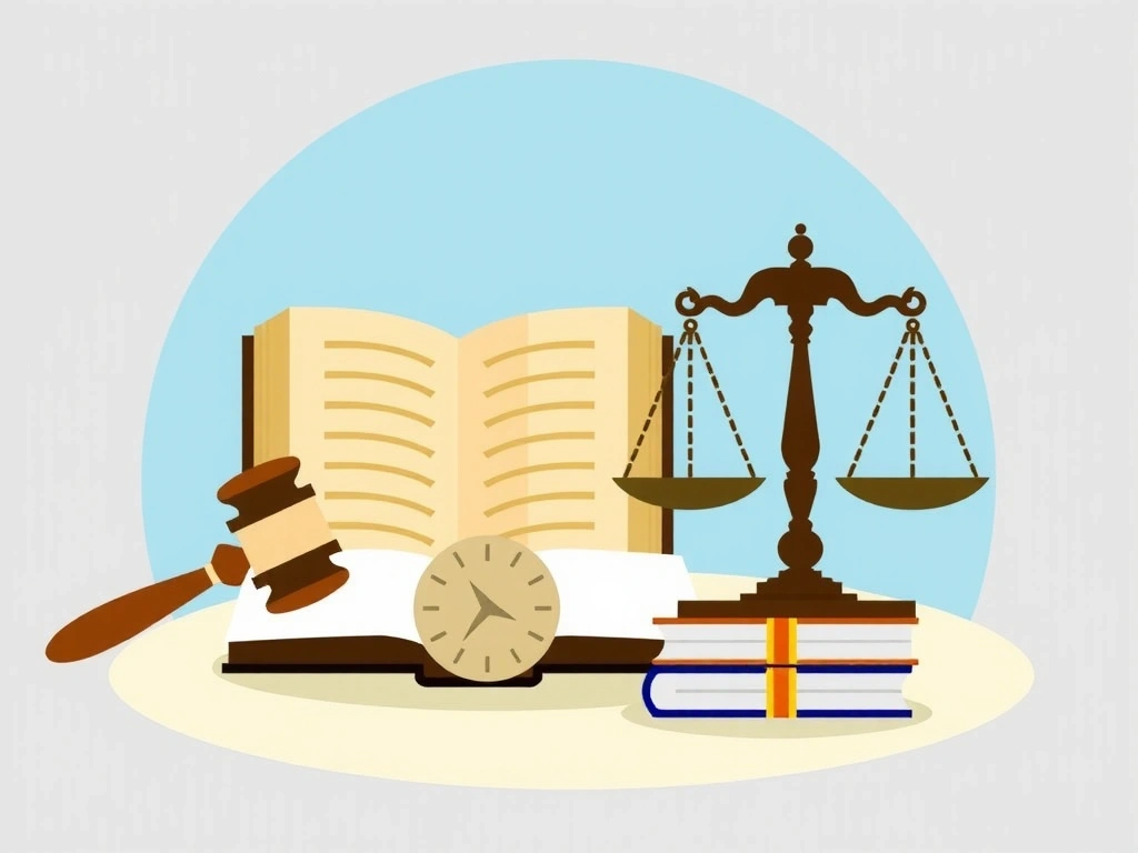 Ilustrație cu simboluri de justiție, balanță și legi, reprezentând legislația aplicabilă.