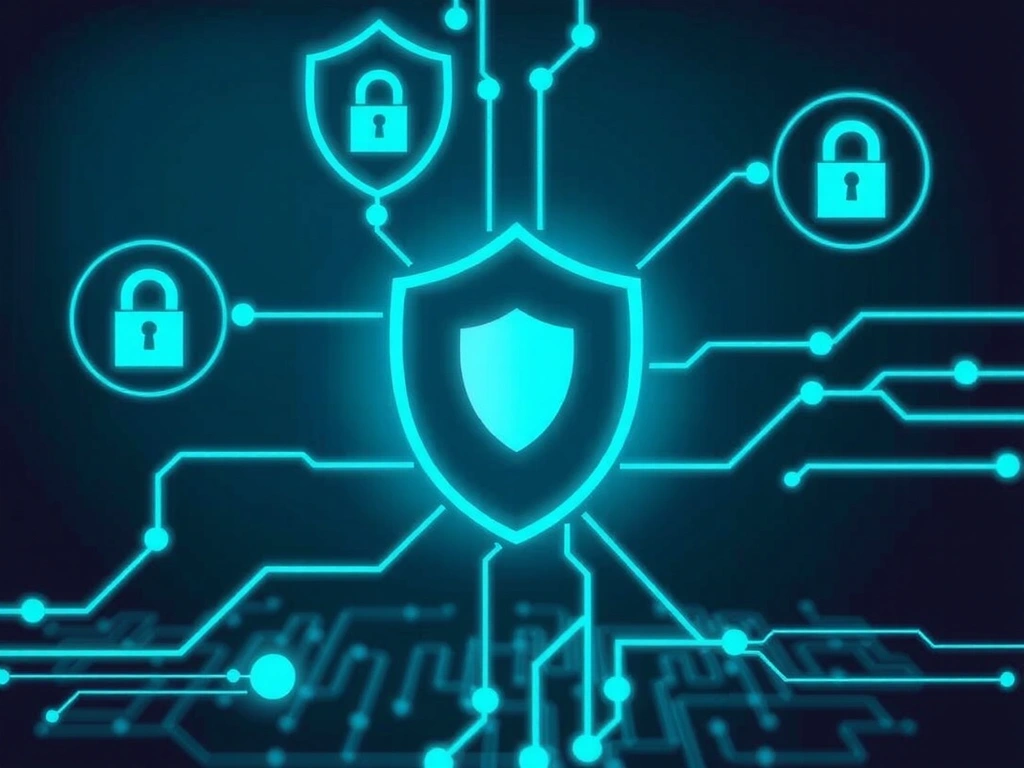 Ilustrație cu un scut de protecție digital, simbolizând limitarea răspunderii și siguranța online.